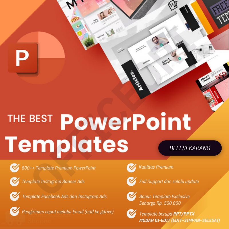 Template PowerPoint Premium Infographics, All In One Social Marketing, Slide Presentasi