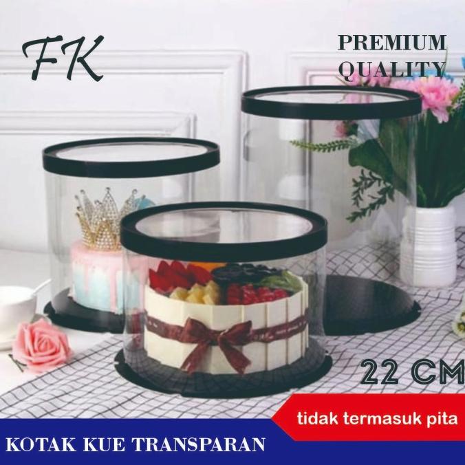 

[COD] kotak kue bulat transparan, mika kue bulat, cake box bulat uk 22 cm [COD]