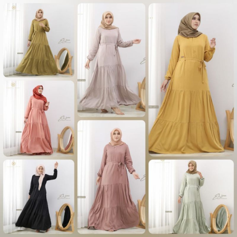 ELISE DRESS || NADHEERA LUXURY {FREE HIJAB SQUARE+ MASKER}