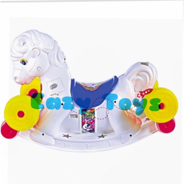 Mainan Anak Kuda Kudaan Jungkat Jungkit KP 582 Fitur Lampu Suara dan Tongkat Dorongan