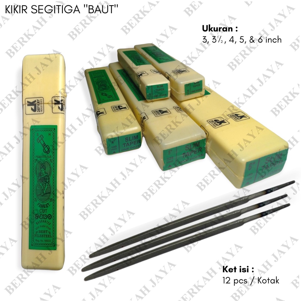 Kikir Segitiga Gergaji Kayu Slim Cap BAUT / Asahan Mata Gergaji Kayu Size 3  3½  4  5  dan 6" Per LU