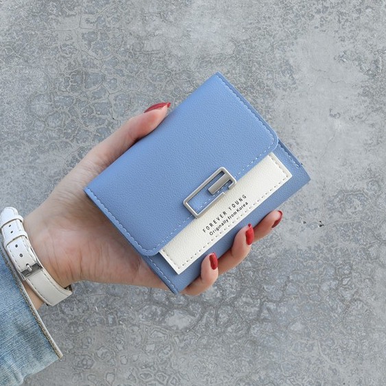 Dompet Wanita Forever Young Lipat Korea / Dompet Import Pendek / TV-6-Biru