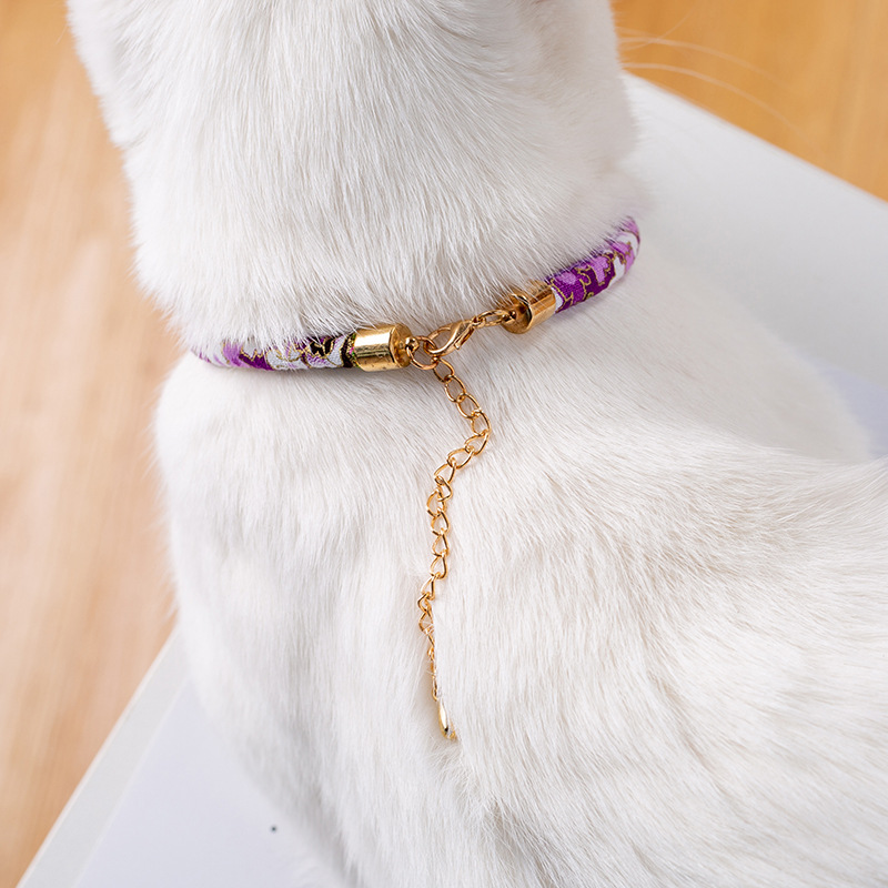 Kalung Leher Kucing Peliharaan Bahan Katun adjustable Gaya Jepang vintage