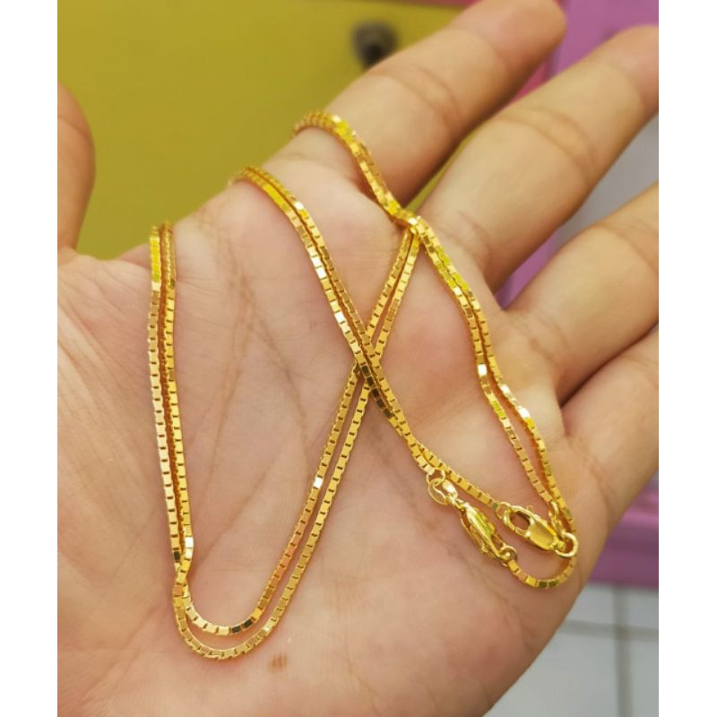 Kalung Itali Kaca, Perak 925, Sepuh emas Kuning