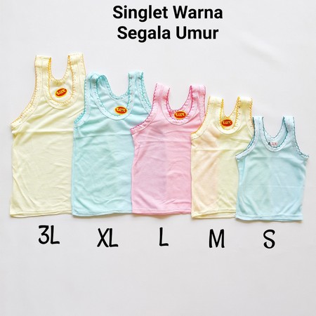 (* 6 Pcs ) Kaos Dalaman Singlet Anak Bayi Warna * Size S-M-L-XL-3L * 1 - 6 THN * Real Picture-2