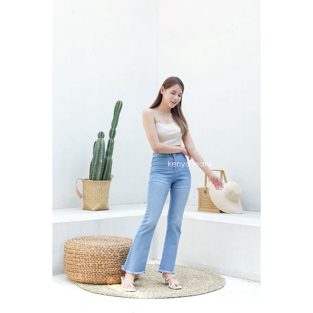 7C-G CELANA JEANS PREMIUM HIGHWAIST CUTBRAY BIRU MUDA /HIGHWAIST BOOTCUT /STREACH JEANS /27 - 34