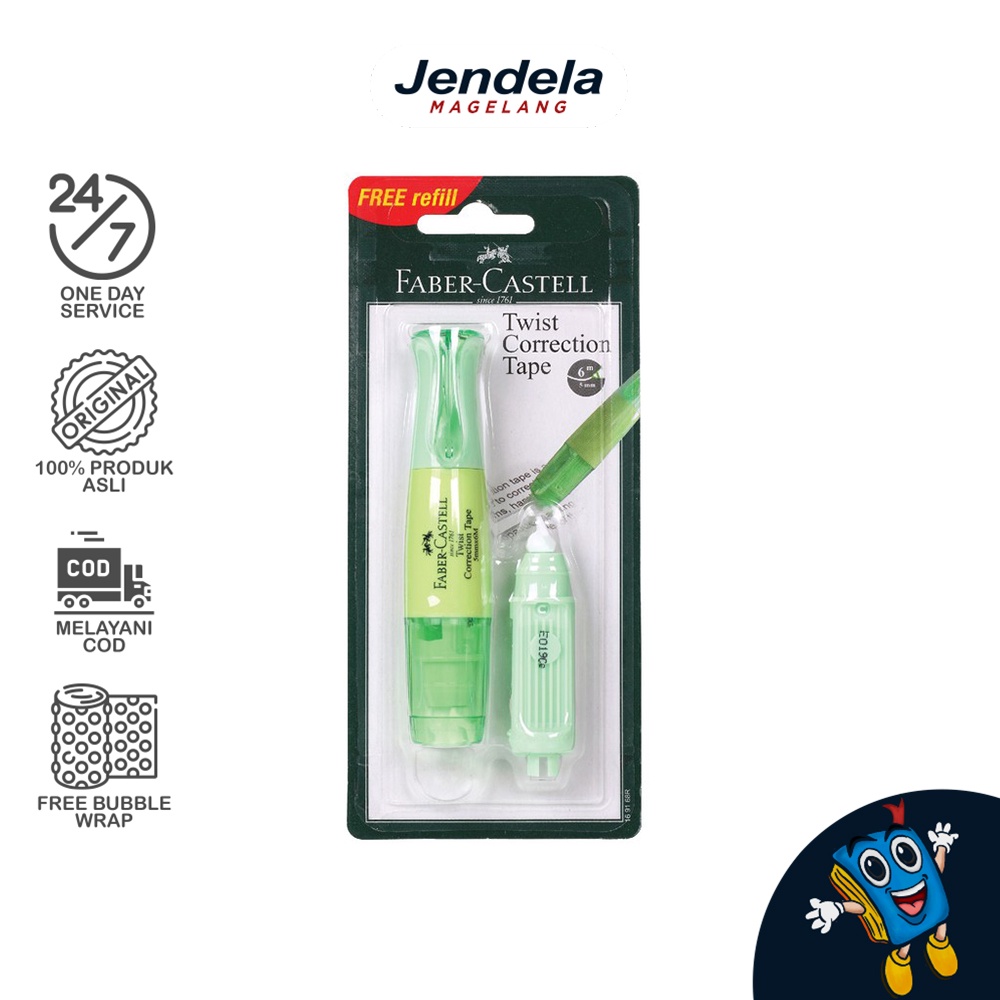 

Faber-Castell Twist Correction Tape Lime Green Barrel + 1 Refill Tipe X Roll Tipe X Kertas