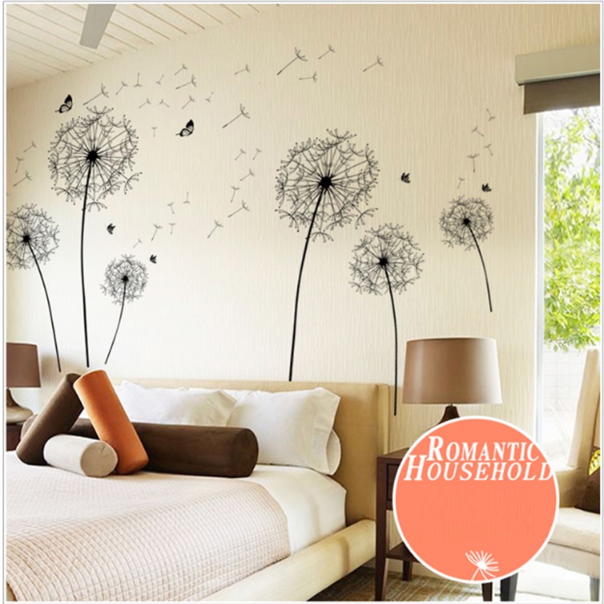 GS8u Sticker Wallpaper Dinding Black Dandelion - Ay834 - Black Or-i