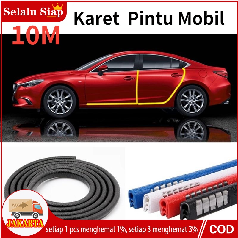 10 meter List Pintu Mobil Universal Karet Peredam Pintu Mobil Pelindung Pintu Hitam