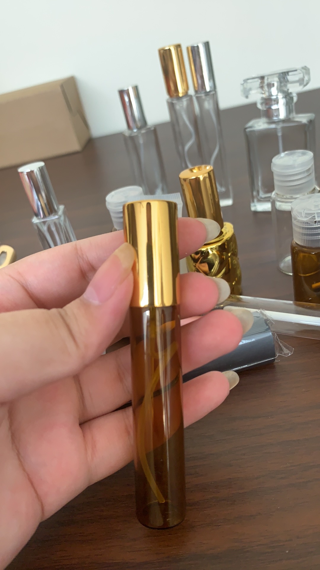 Botol Perfume Kaca 10ml Tutup Gold Long - Botol Spray Accessories Essential Oil