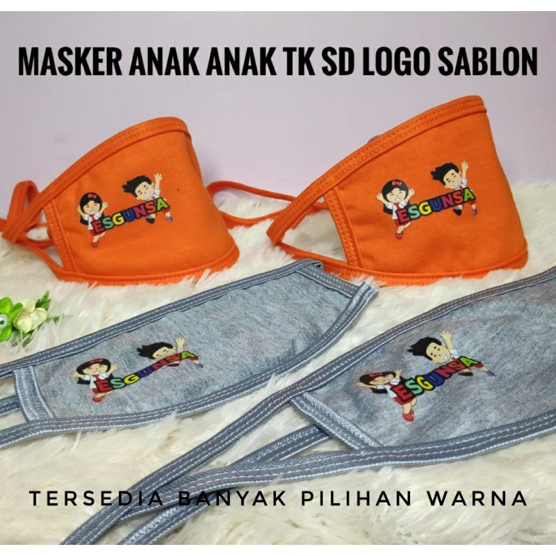 Masker anak anak TK SD Pakai logo Sablon