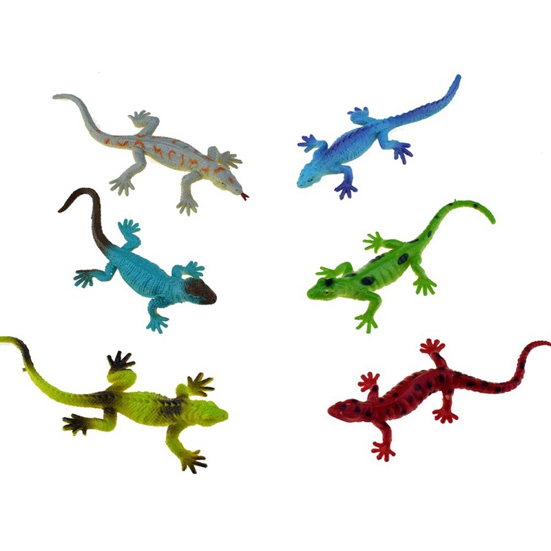 6pcs Mainan Simulasi model Kadal Reptil Bahan Plastik PVC