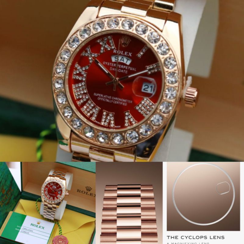 Jam Tangan ROLEX Oyster Perpetual Day-Date 40 in Diamond Set Bezel and A President Bracelet