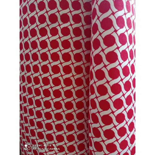 Kain Kanvas Meteran Polkadot Merah