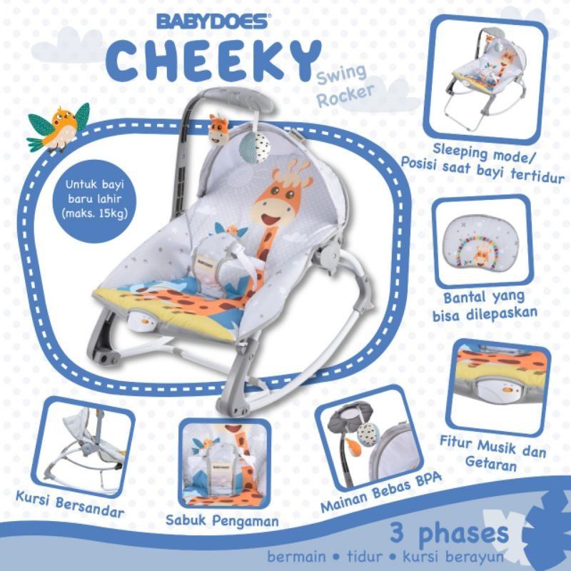 Babydoes Cheeky Swing Rocker Bouncer Ayunan Bayi