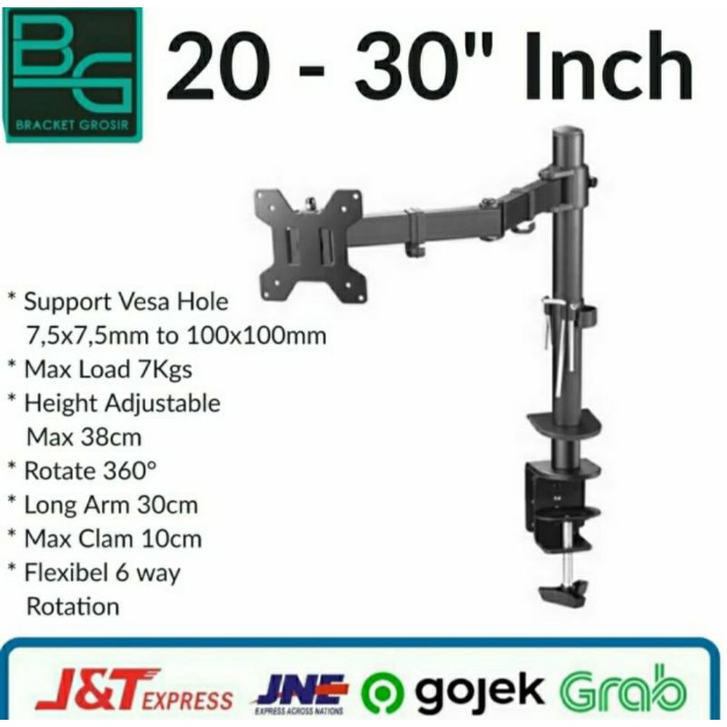 Bracket Monitor meja jepit 20&quot;-30&quot; Import (fesa)