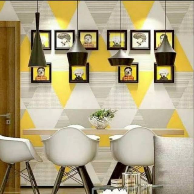 WALLPAPER DINDING MOTIF SEGI TIGA KUNING