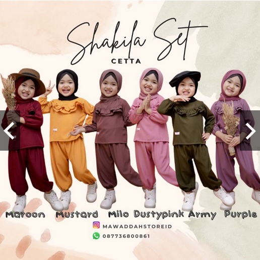 Oneset Shakila Set by Cetta Setelan anak bayi balita ruffle TANPA HIJAB