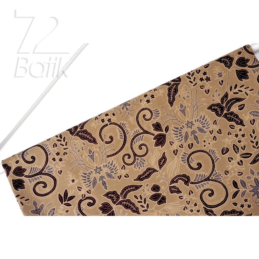 KAIN BATIK PREMIUM Bahan Katun Motif Kembang Setaman Warna Coklat Muda Krem Cream 729007 Cap 72 Jarik Jarit Samping Kebat Panjang Batik Katun Modern Premium Bahan Seragam Batik Pernikahan Kantor Keluarga Murah Kamen Jadi Batik Bali Lembaran