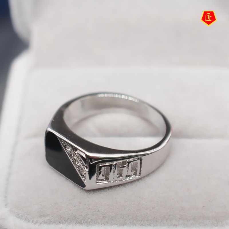 [Ready Stock]Creative Triangle Drop Oil Diamond Men's Ring