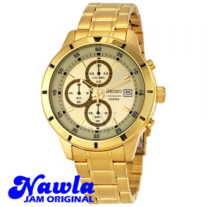 Seiko Quartz SKS566P1 Chronograph Gold Polished - Jam Tangan Pria SKS566