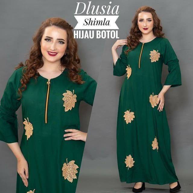 DASTER ARAB RENDA DLUSIA SHIMLA / MOTIF DAUN CANTIK RESLETING DEPAN KAIN RAYON GRADE A