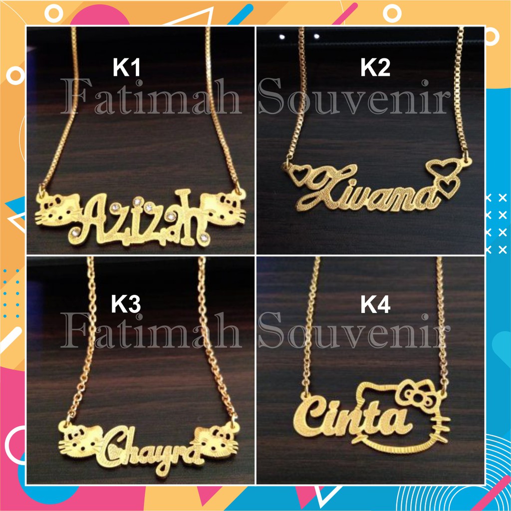 PROMO KALUNG NAMA GOLD TITANIUM FASHION WANITA INISIAL LAPIS EMAS ASLI anti karat