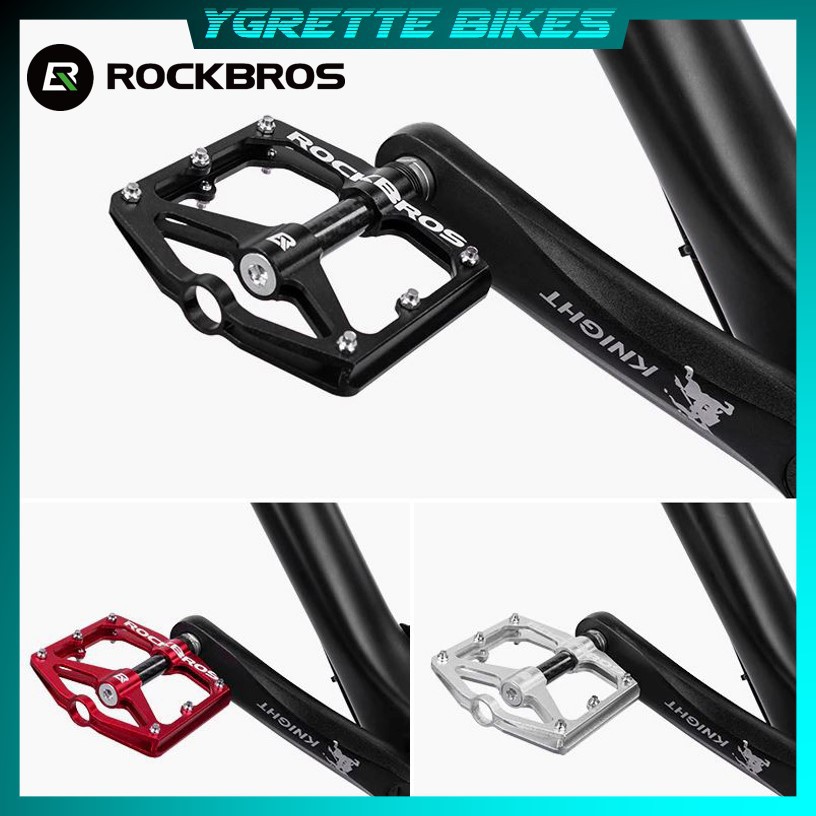 YGRETTE - Rockbros Pedal Sepeda Aluminium Alloy Non Slip - 12EBK - Black