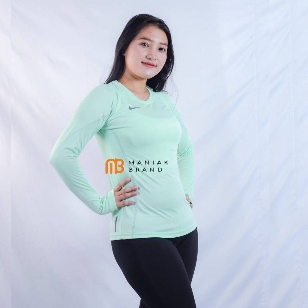 Baju Senam Lengan Panjang Wanita Kaos Panjang Olahraga Sport Mulimah Training Atasan Olahraga Gowes Sepeda Running Lari Zumba Gym Bulutangkis Tenis Badminton Volly (KN-W L/S)