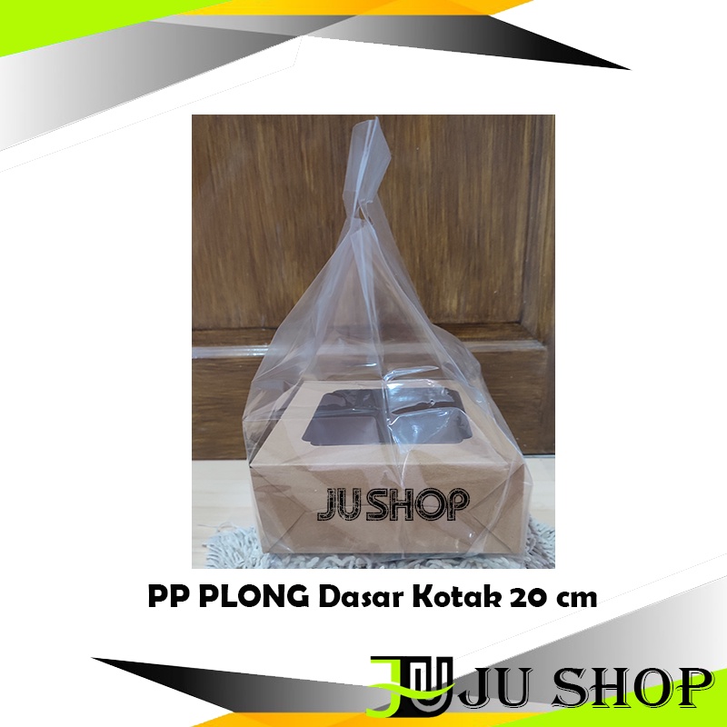 ECERAN PLONG 20x20 cm PP Kresek Bening Dasar Kotak 20 cm Box Cake Dus Dos Tart Kotak bahan Transparan Tebal