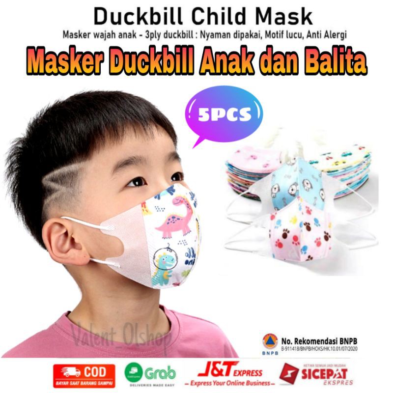 Jual MASKER ANAK KN95 DUCKBILL 3 PLY MOTIF (5PCS) | Shopee Indonesia