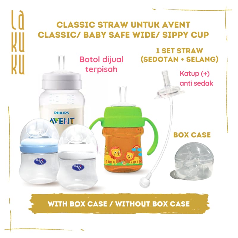 Tambahan Sedotan Straw Cup pengganti dot Botol Susu Baby Wide Classic Natural Training Cup untuk berbagai merek