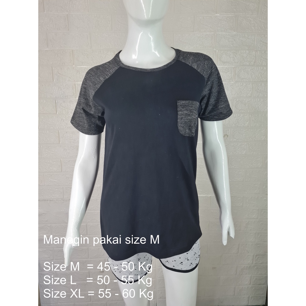 Kaos Reglan Wanita Tangan Pendek - Hitam