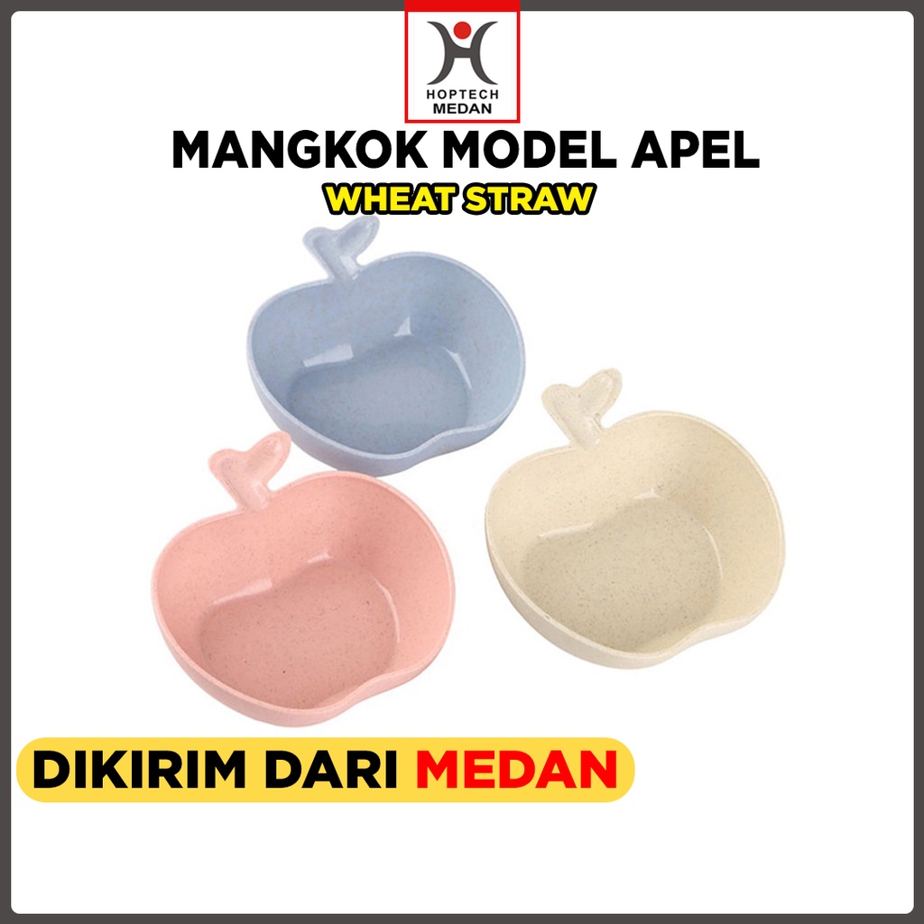 Mangkok bentuk Apel Wheat Straw Bowl | Mangkuk Plastik Microwave Warna Warni | Apple Bowl