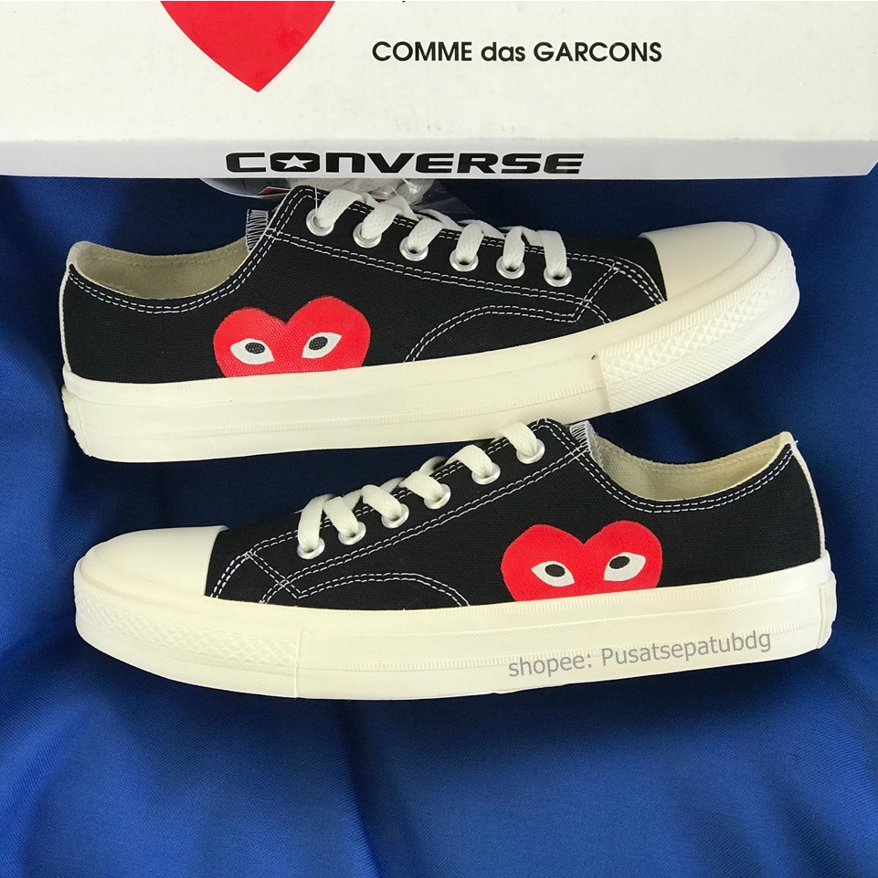 CONVERSE 70S PLAY CDG COMME DES GARCONS LOW BLACK WHITE