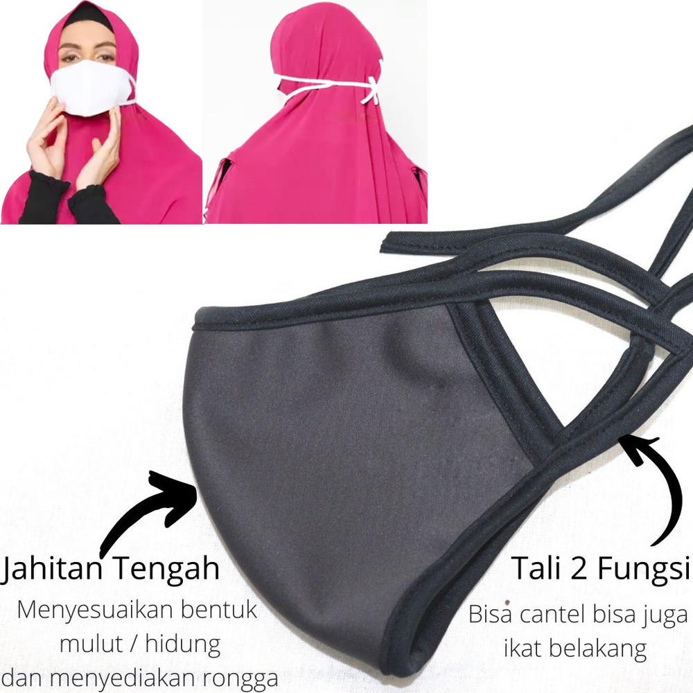 Masker Tali Panjang Hijab Kain Polos