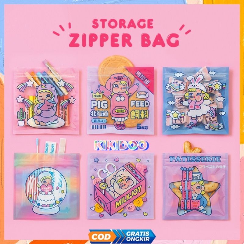 ZIPLOCK BAG AESTHETIC MILKY JOY ZIPPER BAG MILKY KAWAII UNYU ZP -KD