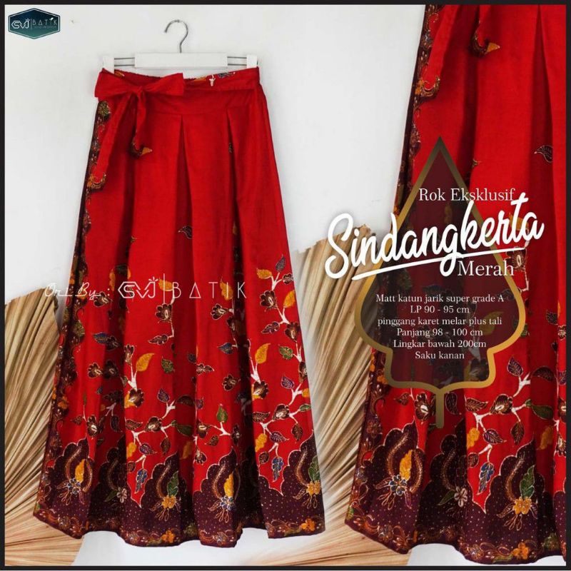 ROK BATIK MERAH COD TERLARIS GROSIR ROK PANJANG ROK BATIK PAYUNG DEWASA