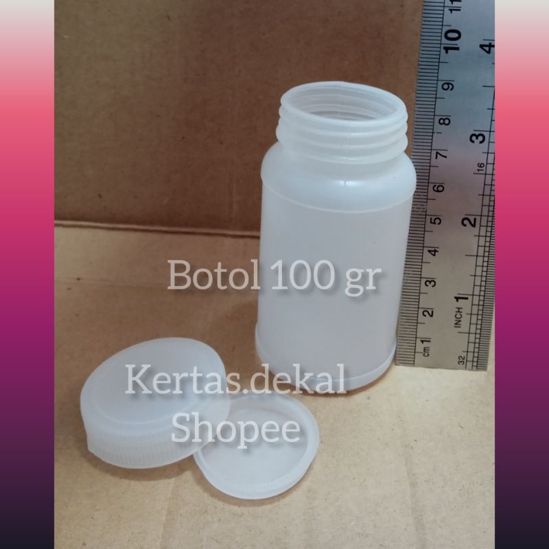 Botol plastik isi 100 gram botol kapsul 100gr tutup dalam bulat putih mulut besar botol kimia 100gra