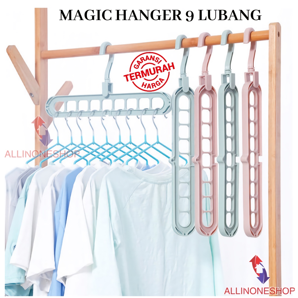 Magic Hanger 9 In 1 / Magic Hanger Gantungan Baju 9 Lubang Bisa Putar 360 Derajat