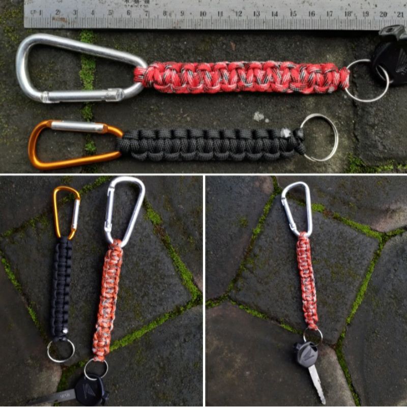 Gantungan Kunci Keychan Tali Paracord dengan Carabiner Untuk Survival Outdoor