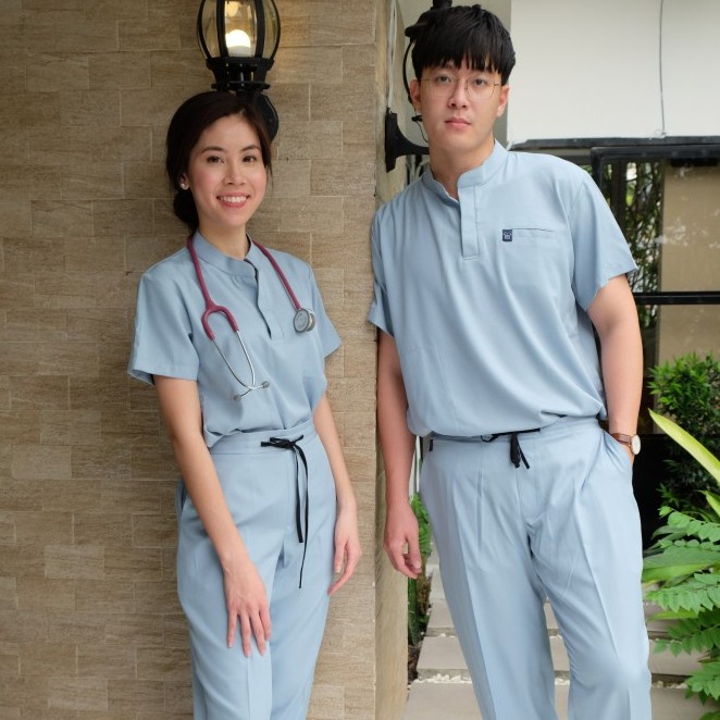 Baju Jaga MANDARIN SS - LIGHT BLUE Scrubs Theatre Blues Empirical Lengan Pendek