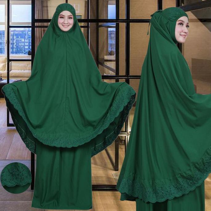 Ori&Terjamin Mukena Khadijah - Mukena Pastelena Khadijah - Mukena Dewasa - Hijau