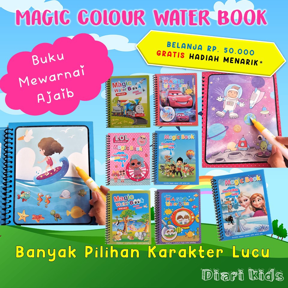

Buku Gambar Mewarnai Ajaib / Reusable Magic Color Water Book