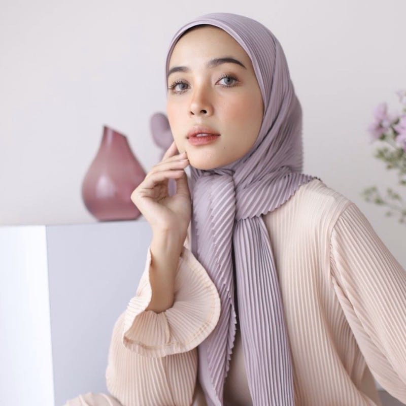 TERBARU!! Hijab Segiempat Plisket // Bella Plisket Lidi Premium Tanpa Garis Tengah 115*115