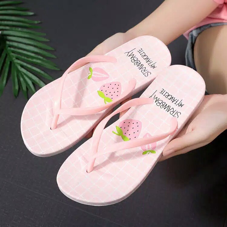 [LOKAL] DOMMO - D5017 HARGA SPECIAL Sandal Flip flop STRAWBERRY