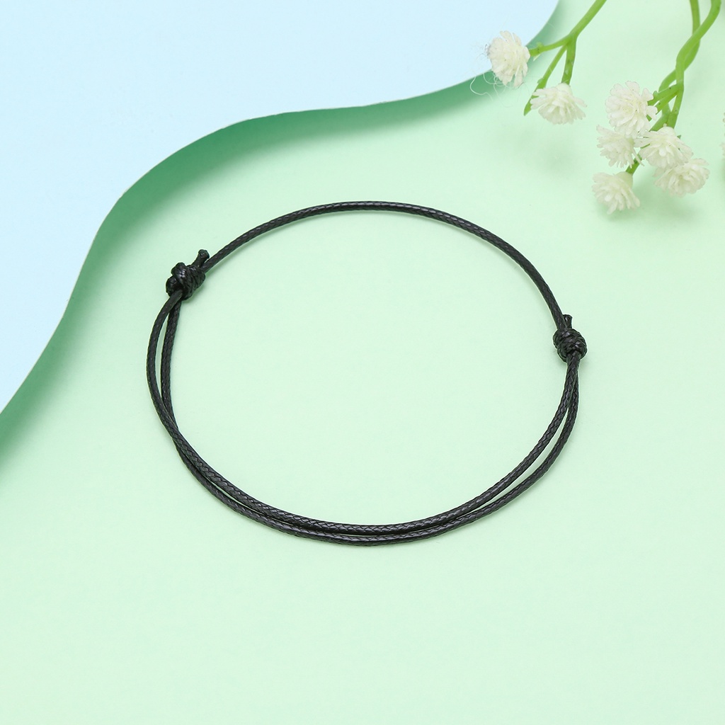 2 Pcs Gelang Couple POLOS Magnetik Pasangan Tali Lilin Pria Dan Wanita Aksesoris Fashion Hadiah ANTOP-1 pc-Hitam Normal