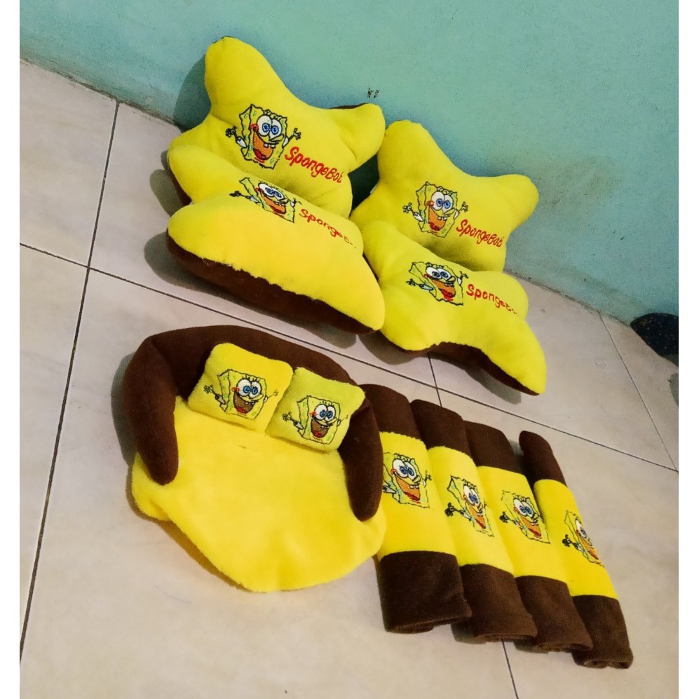 Bantal Mobil SPONGEBOB Kuning Bantal Isi 4 Sandaran Leher Kepala Spongebob Yellow