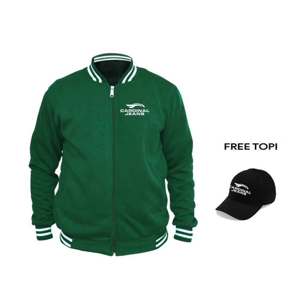 [HOLLXMALL] | JAKET BASEBALL VARSITY PRIA & WANITA CARDINAL CASUAL GRATIS TOP GOLD (ZIPPER)