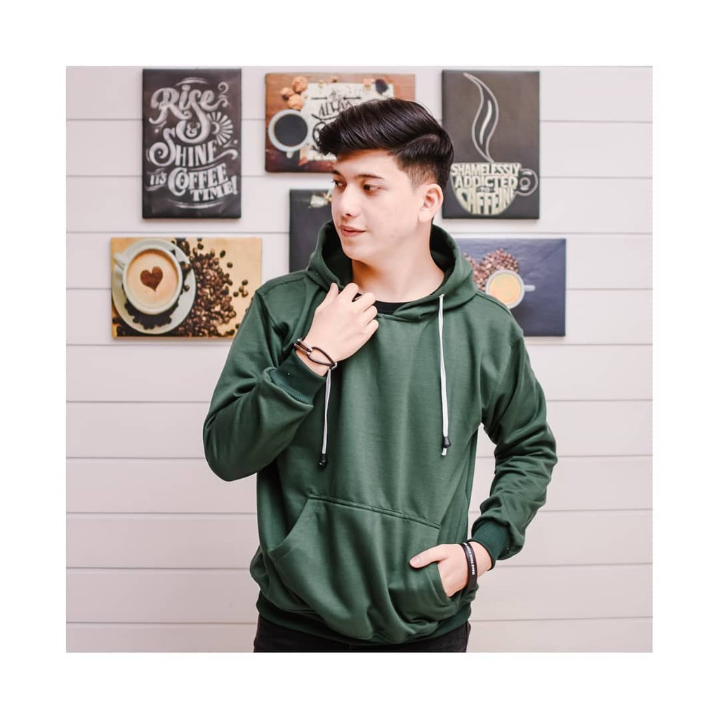 Natural Hoodie BASIC || SWEATER POLOS PRIA DAN WANITA-GREEN BOTLE